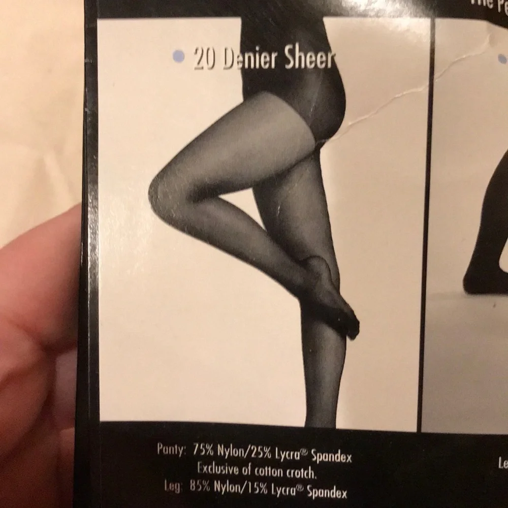 New in package 2 prs Jockey full length black hosiery 1 opaque 1 sheer stocking